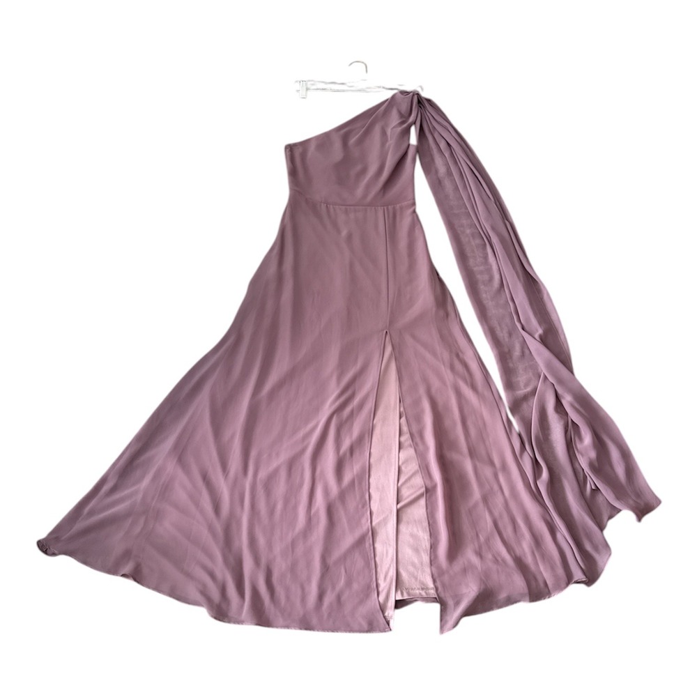 Birdy Grey One Shoulder Maxi Dress Mauve Pink Bridesmaid Formal Gown S - Picture 6 of 8